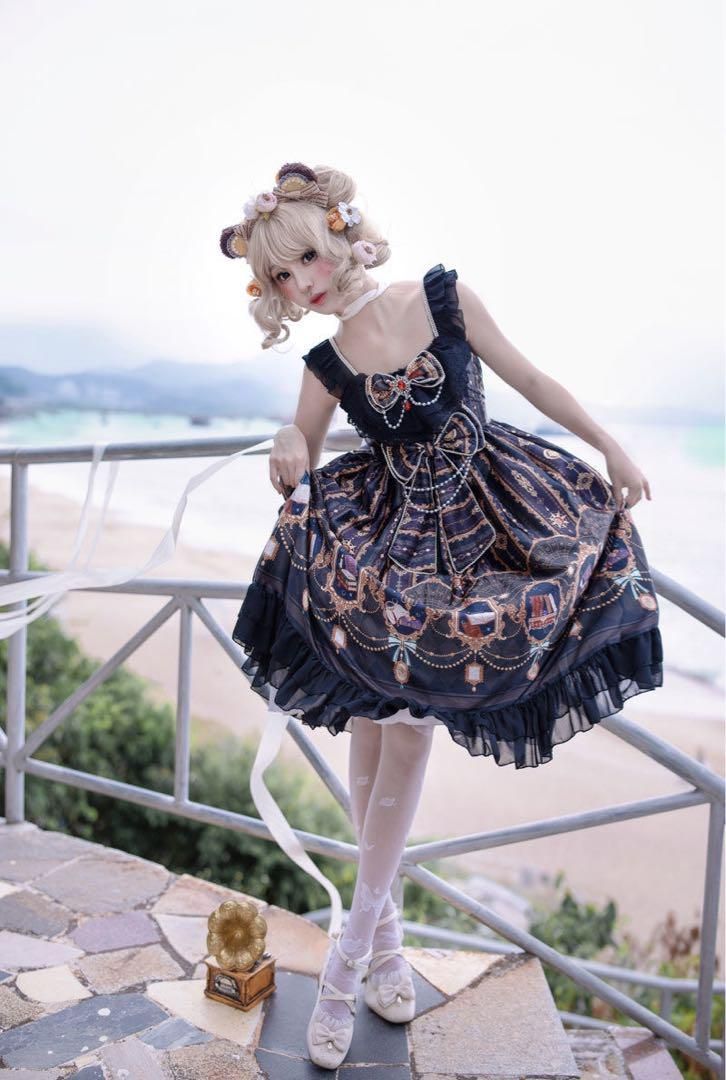 ゴスロリドレス 黒 ゴシック ロリータjsk ワンピース 森ガール 姫様 ゴスロリドレス 黒 ゴシック ロリータjsk ワンピース 森ガール