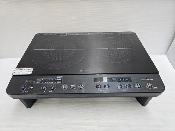 品 アイリスオーヤマ IRIS OHYAMA 2口IHコンロ IHK-W13S-B 製 ブラック ○YR-19412○