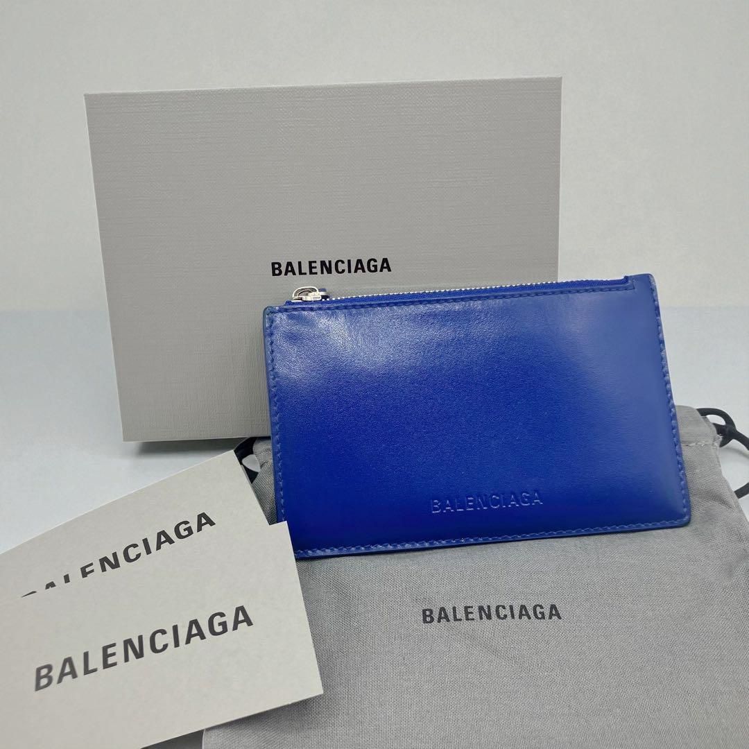 バレンシアガ 664044 ロゴ コインカードケース ブルー