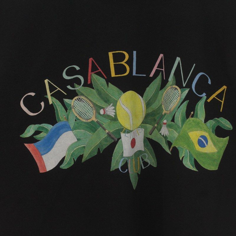 カサブランカ Casablanca TENNIS CLUB TEE テニスクラブ Tシャツ カットソー プリント 半袖 M 黒 ブラック /YI20