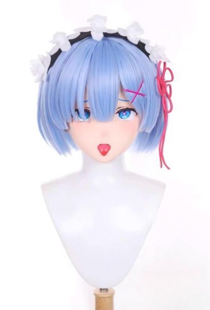 即納全頭マスク カツラ付き ロック付き コスプレ マスク 仮装 着ぐるみ 二次元 全頭マスク カツラ付き ロック付き NO.1 フルマスク ドール