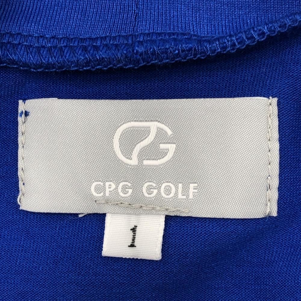 新品】CPG 長袖ハイネックシャツ ブルー×ネイビー 光沢ロゴプリント