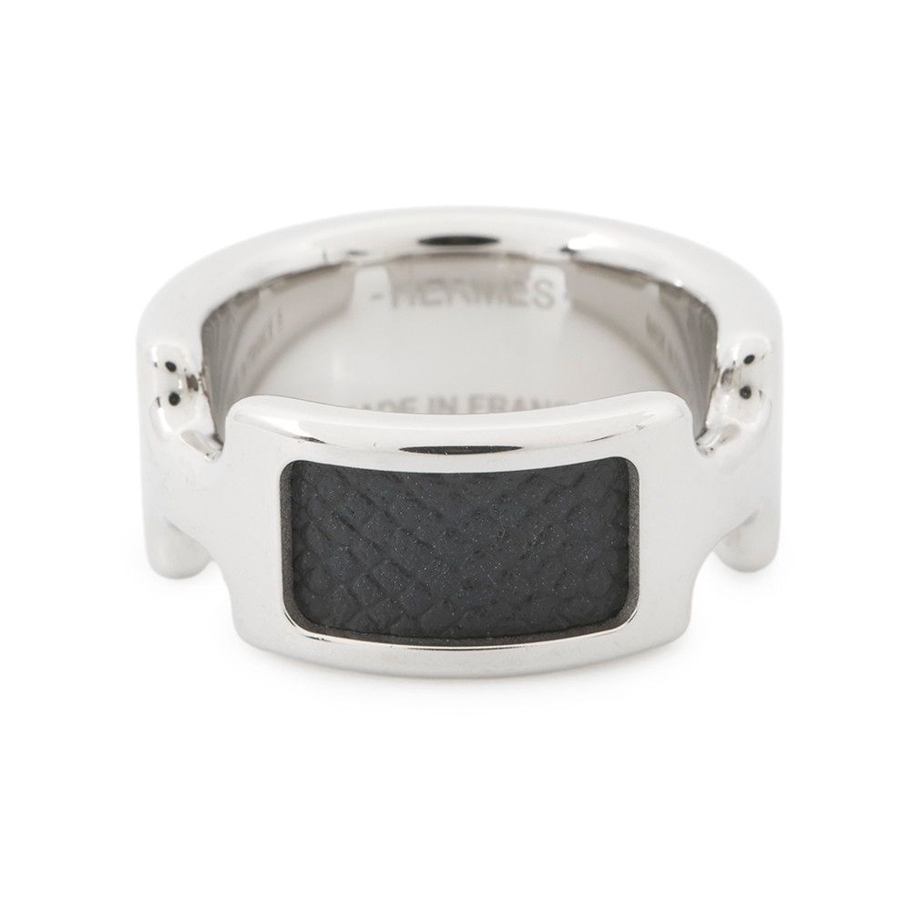 エルメス リング オランプPM ブラック/シルバー金具 エプソン サイズS