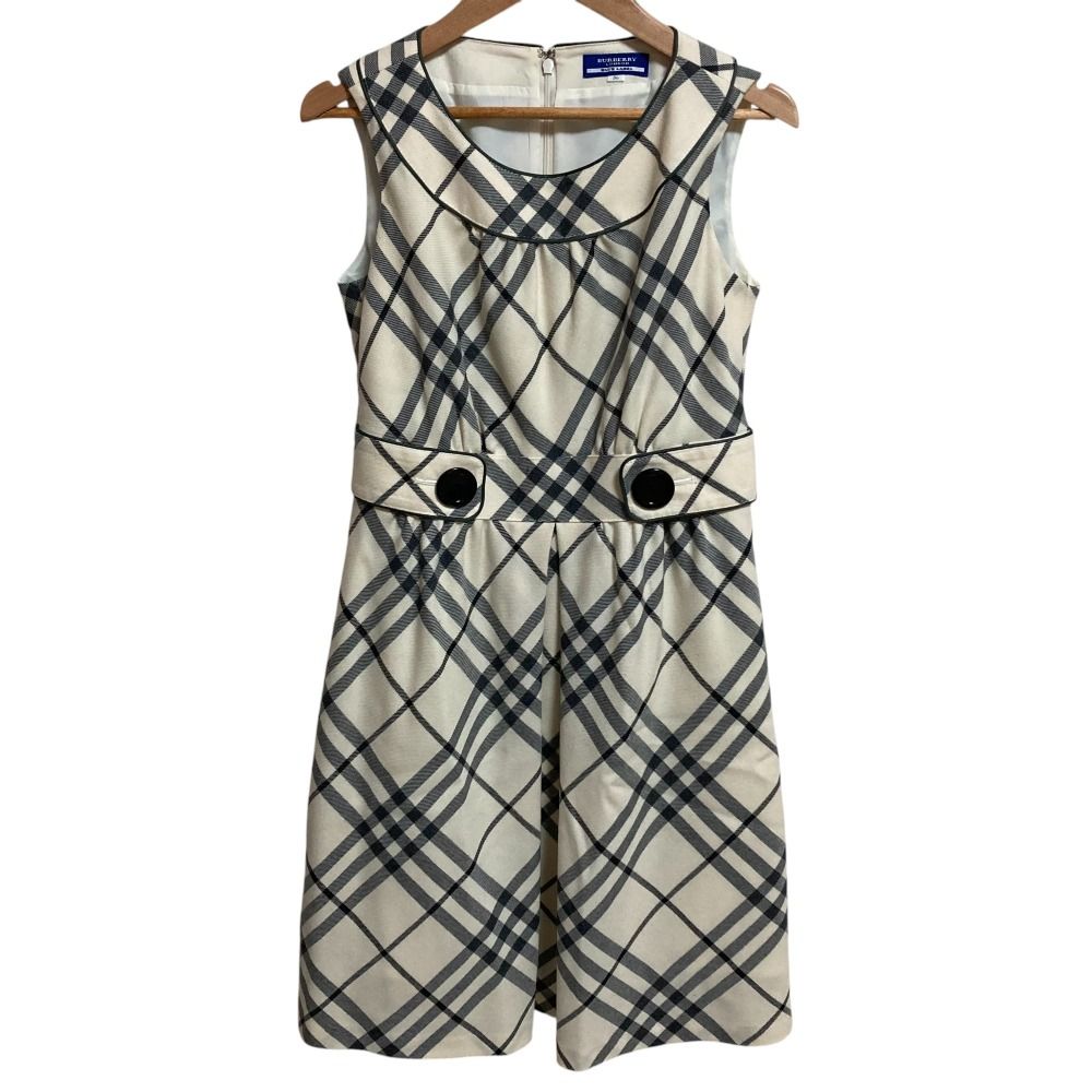 バーバリーブルーレーベル ベルテッドノースリーブワンピース チェック柄 36 美品 BURBERRY BLUE LABEL バーバリーブルーレーベル チェック柄