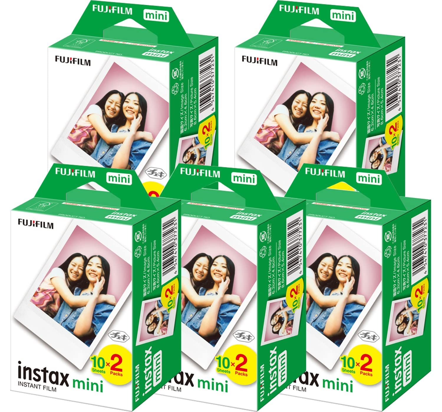 数量 富士フイルム FUJIFILM チェキフイルム instax mini カラー 2パック品 JP2 20枚入り x5個セット 100枚入