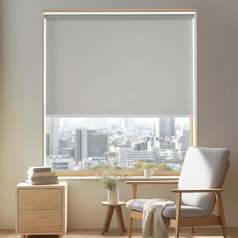 Deconovo ロールスクリーン 幅60cm 丈180cm グレー チェーン式 ロールカーテン 1級遮光 断熱 遮熱 防音 防寒 UVカット 表裏同色