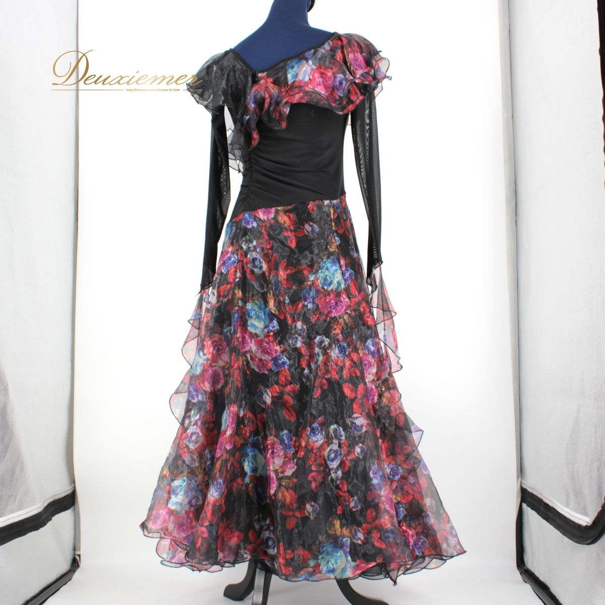 【美品 社交ダンス衣装】ワンピース ドレス leirena 黒 かわいい 上品 美品 社交ダンス衣装】ワンピース ドレス leirena レイリーナ 黒