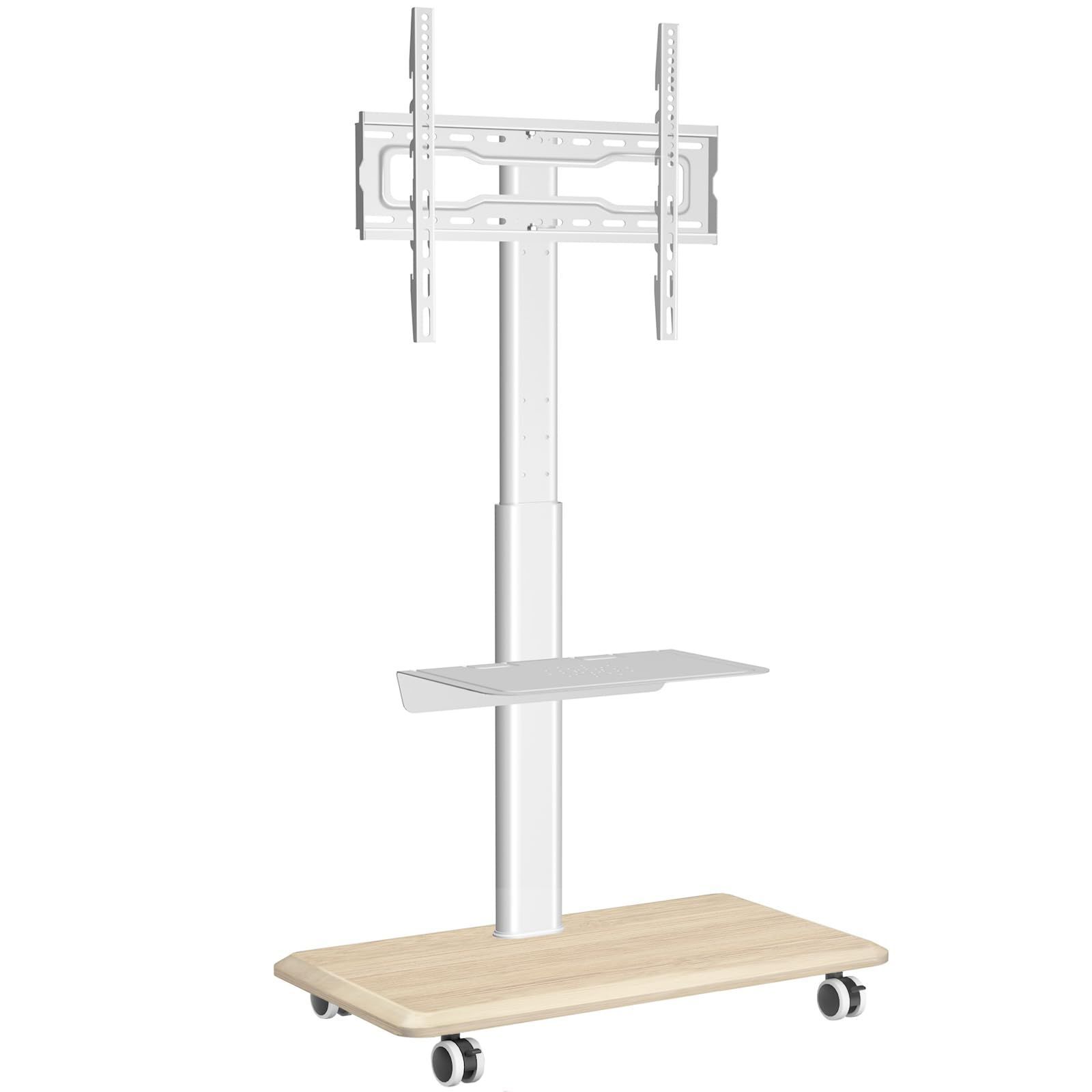 数量 耐荷重40 木製ベース kg 高さ調整 ラック回転 VESA400x400まで 移動式 テレビ台 業務用 27～65インチ対応 tvスタンド キャスター付き 家用 壁寄せテレビスタンド テレビスタンド白 ホワイト Rfiver WWW_MEBLE-SODAR_PL
