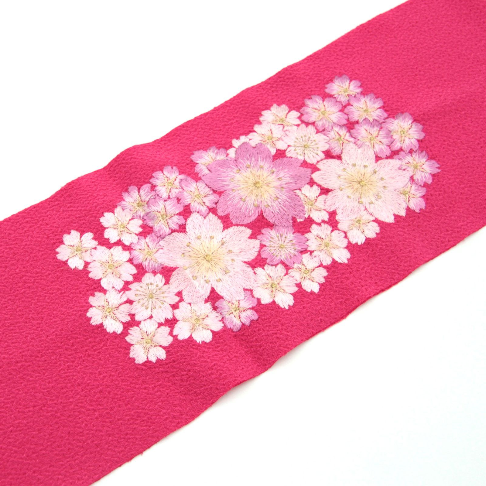 半衿 半襟 USED OUTLET アウトレット 美品 ピンク 桜  刺繍  成人式 振袖  振袖用 和装小物 着物 きもの 和装 WO-47