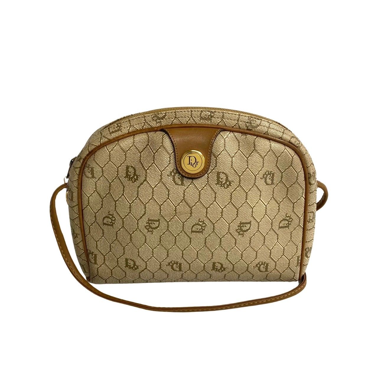 極美品○ディオール Christian Dior ハニカム柄 ショルダーバッグ