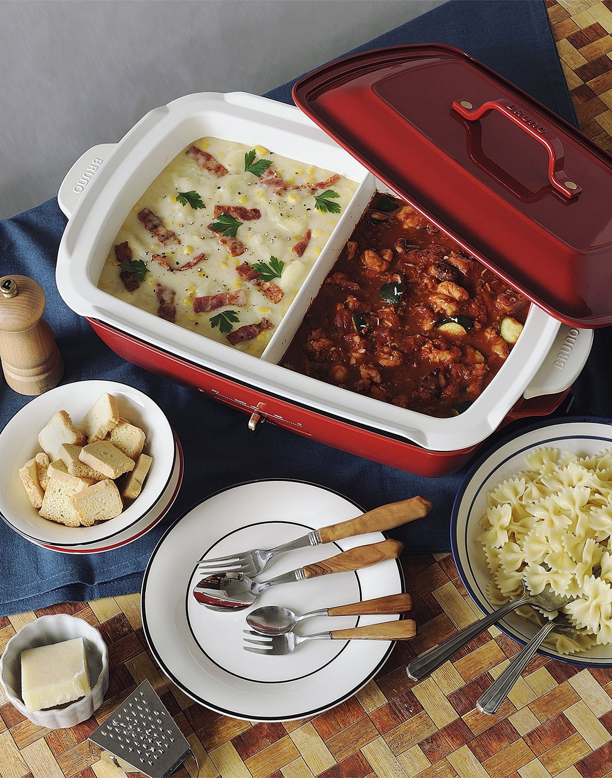 BRUNO ホットプレートグランデ用仕切り鍋 BOE026-NABE BOE026-NABE 仕切り鍋