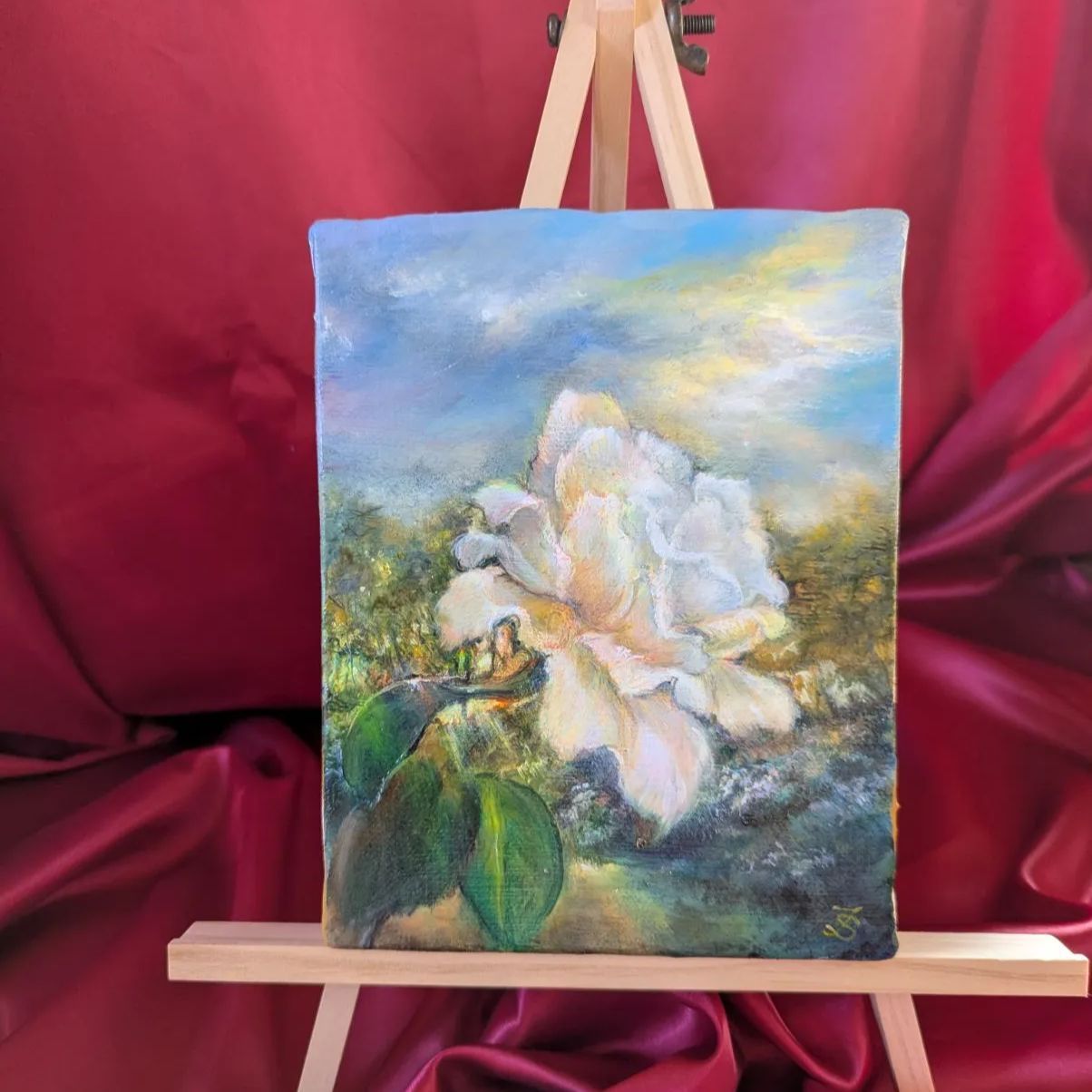 油絵 Ｆ０ 「バラ」 松本富太郎「薔薇」油絵・F0号 絵画買取・販売の小竹美術