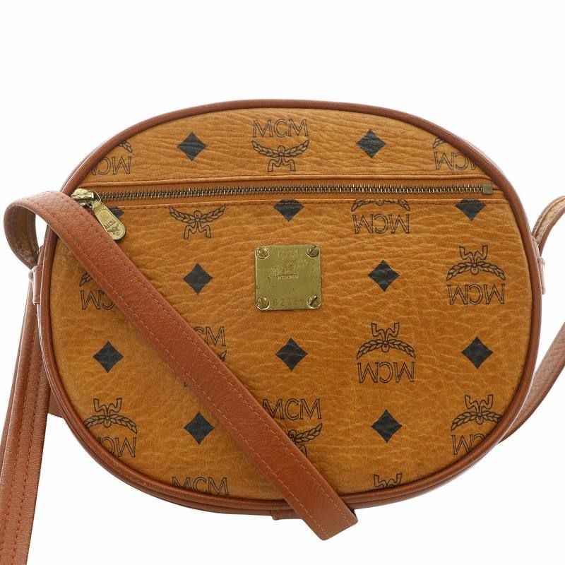 エムシーエム MCM 2WAY クラッチバッグ ショルダーバッグ レザー プレートロゴ 総柄 茶 ブラウン |MW GY18