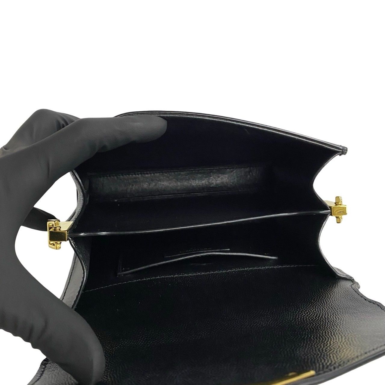 極 美品 YVES SAINT LAURENT イヴ サンローラン YSL カサンドラ ロゴ 