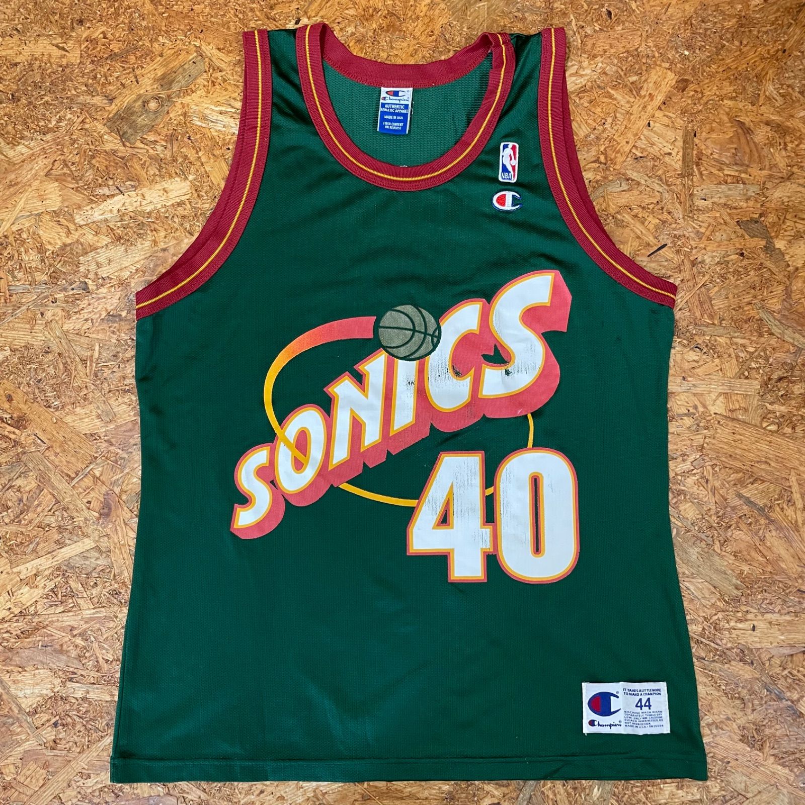 USA製 Champion SONICS NBA ゲームシャツ ショーン・ケンプ #40 サイズ44 シアトル スーパーソニックス ユニフォーム  チャンピオン バスケ スポーツ バスケット ヴィンテージ ビンテージ VINTAGE ユーズド USED 古着 - メルカリ