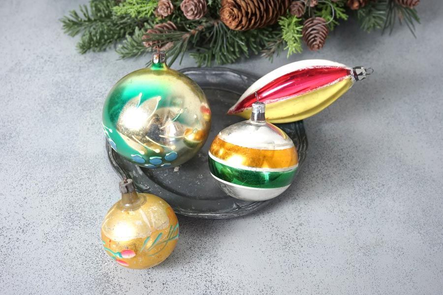 ポーランド買付 アンティーク クリスマスオーナメント 吹きガラス アソートセット K gx-647