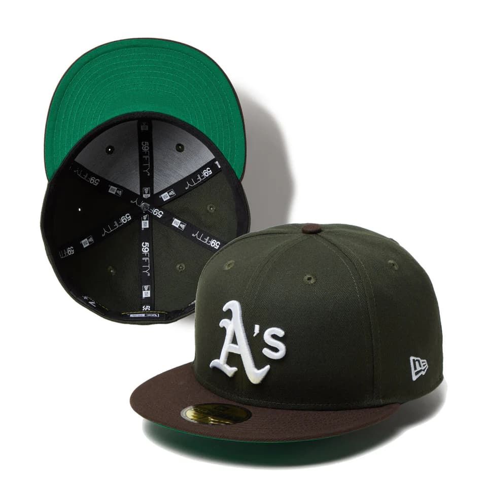 NEW ERA ニューエラ 14346955 59FIFTY Powered by GORO NAKATSUGAWA（min-nano）オークランド・アスレチックス ダークシーウィード ブラウンバイザー ダークシーウィード×ブラウン 7　1／2(59.6cm)