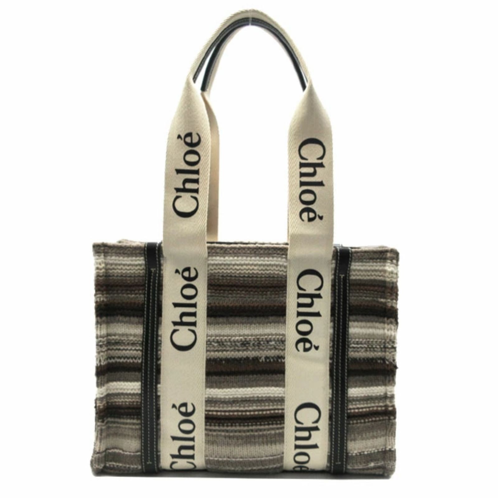 クロエ トートバッグ Chloe ニット ストライプ ウッディ ミディアム 