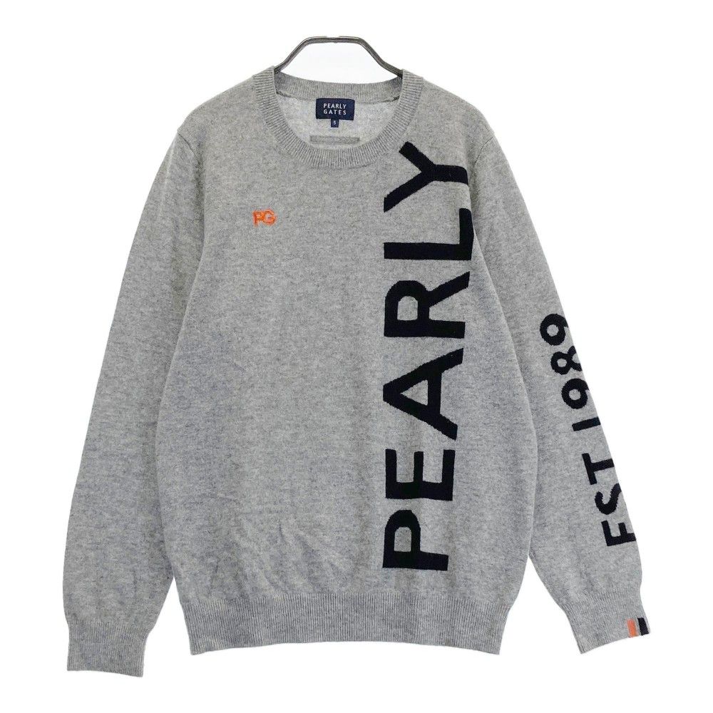 サイズ：5 PEARLY GATES パーリーゲイツ  カシミヤ ニットセーター ロゴ  ブラック系 [240101493345] ゴルフウェア メンズ ストスト サイズ：5 PEARLY GATES パーリーゲイツ カシミヤ ニット