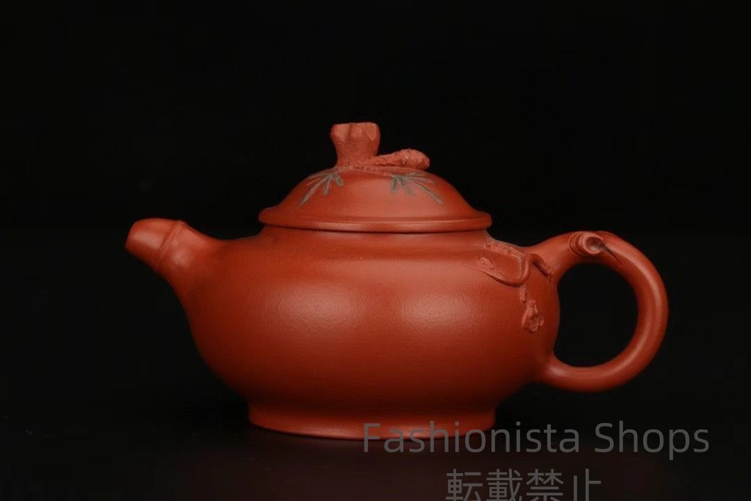 中國古玩?旧時収蔵?松竹梅壺?原鉱泥?紫砂手彫?茶壺 酒壺 急須 茶道具?禮品? ptcp82