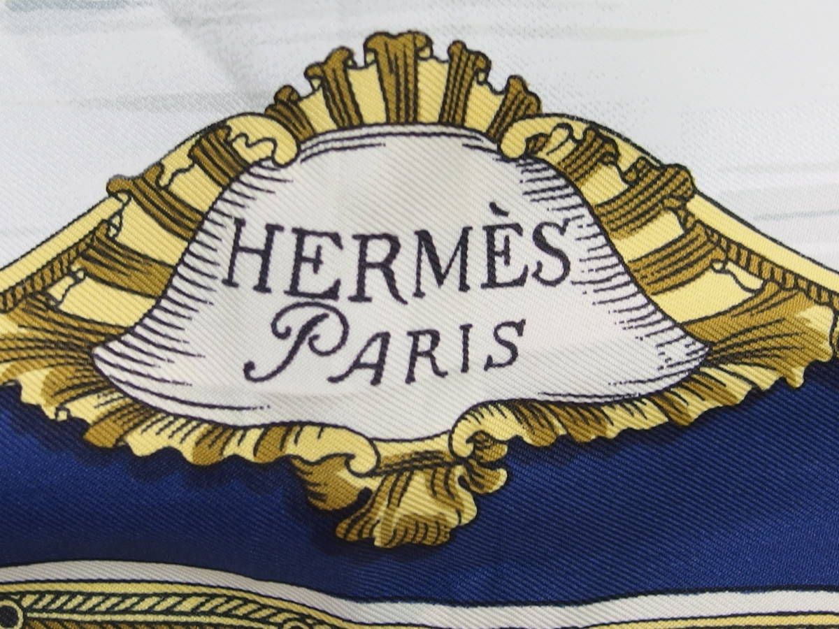 極美品☆HERMES エルメス カレ90 氷上の喜び シルク スカーフ ブルー