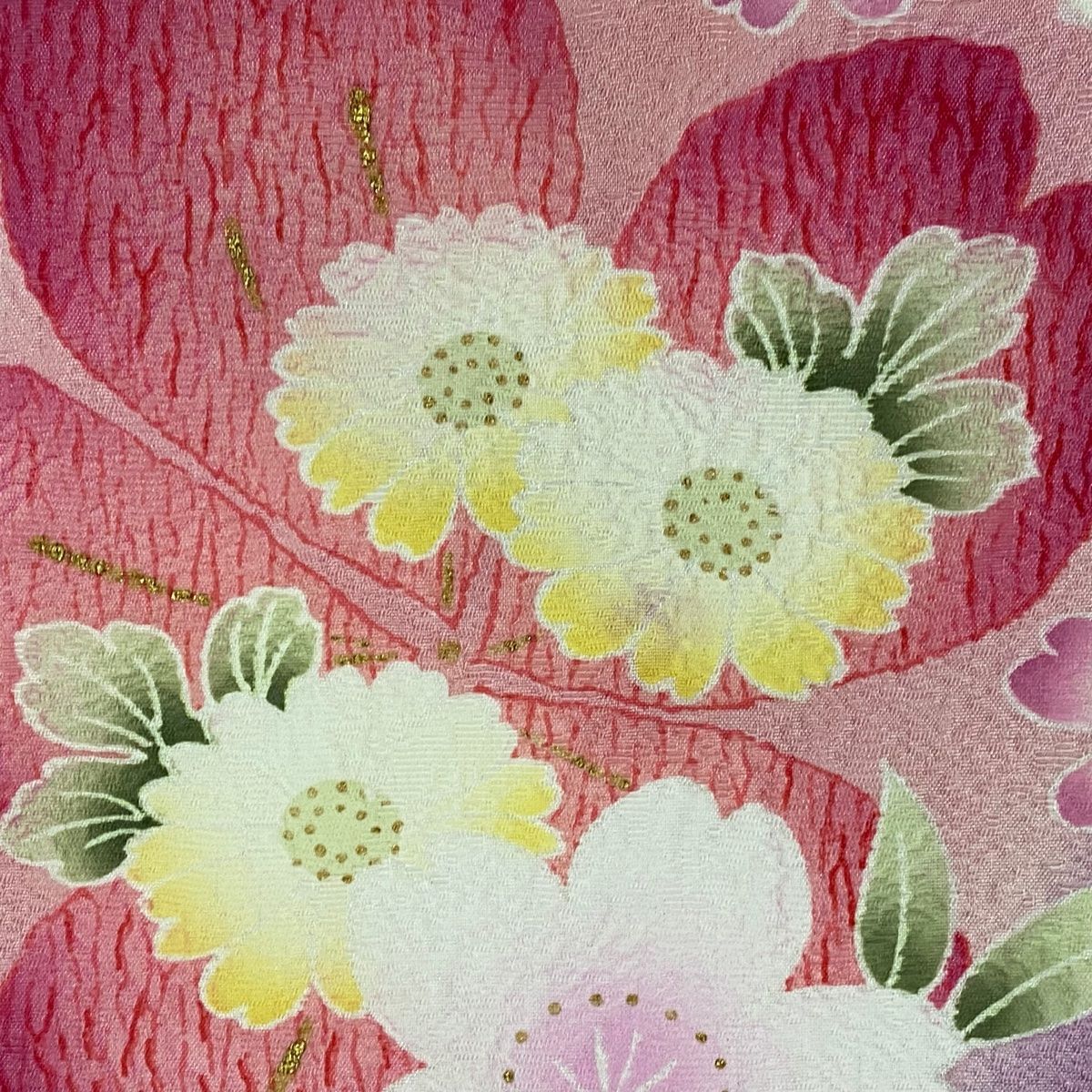 振袖 身丈168cm 裄丈68.5cm L 袷 菊 金彩 ぼかし ピンク 正絹 名品