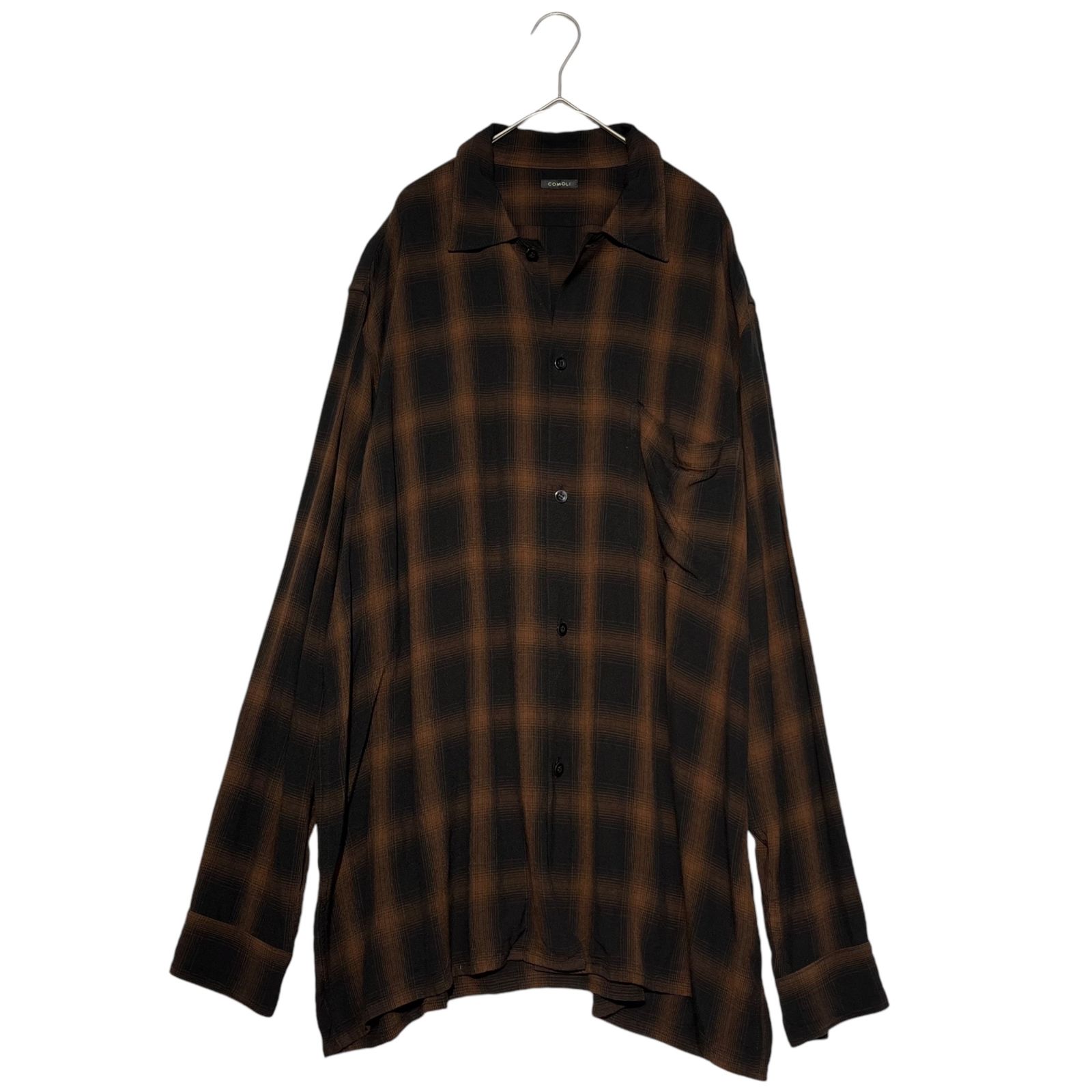 comoli 24ss レーヨンチェック 3 24SS COMOLI レーヨンチェックオープンカラーシャツ CHECK 3