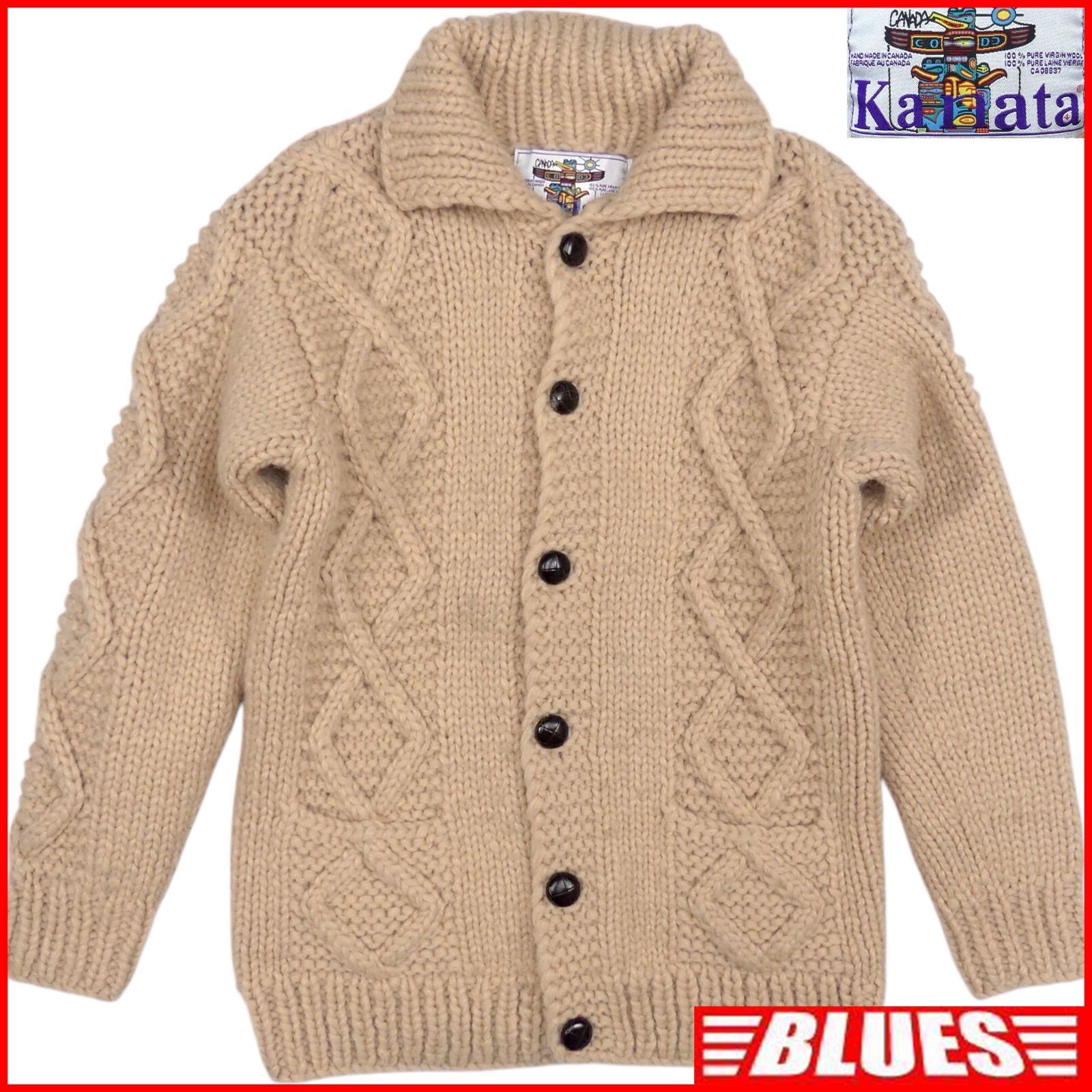 カウチン セーター kanata ニット M カナダ製 カナタ ベージュ くるみ