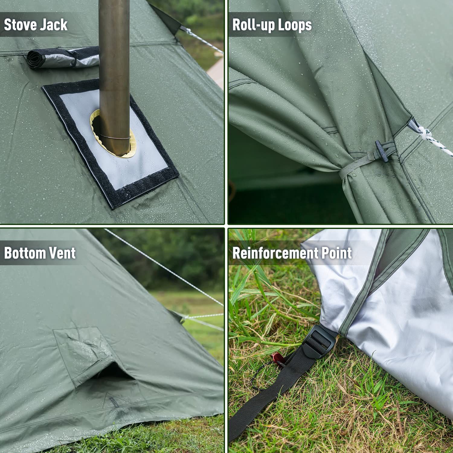 数量限定】2-3人用 ワンポールテント （煙突穴付き）キャンプ用