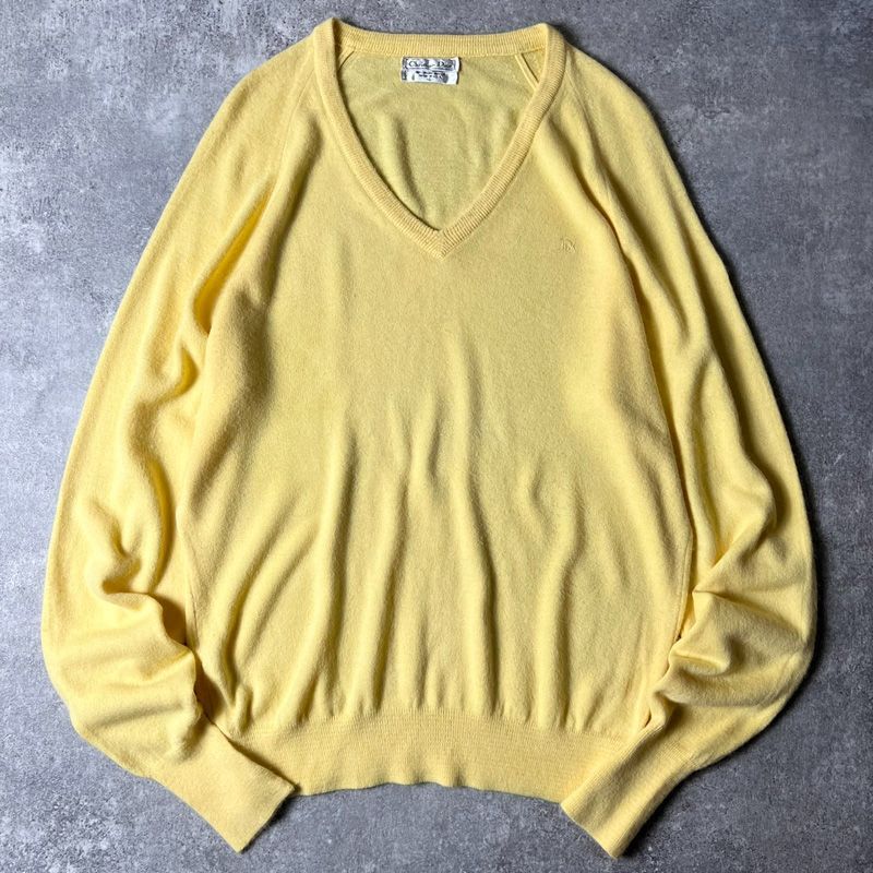 80s USA製 Christian Dior Vネック アクリル ニット セーター L
