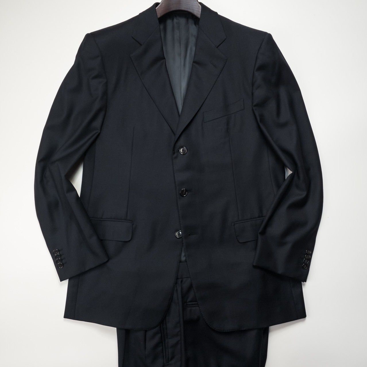 極美品 ゼニア スーツ セットアップ ネイビー 裏地総柄 2B ウール 総裏