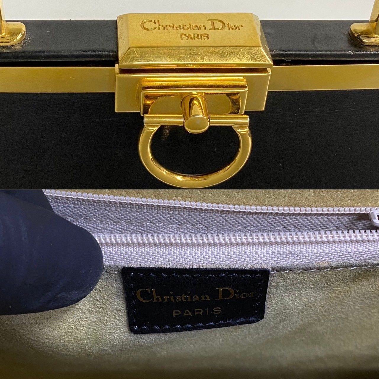 極 美品 Christian Dior ディオール ロゴ ターンロック 金具 カーフ