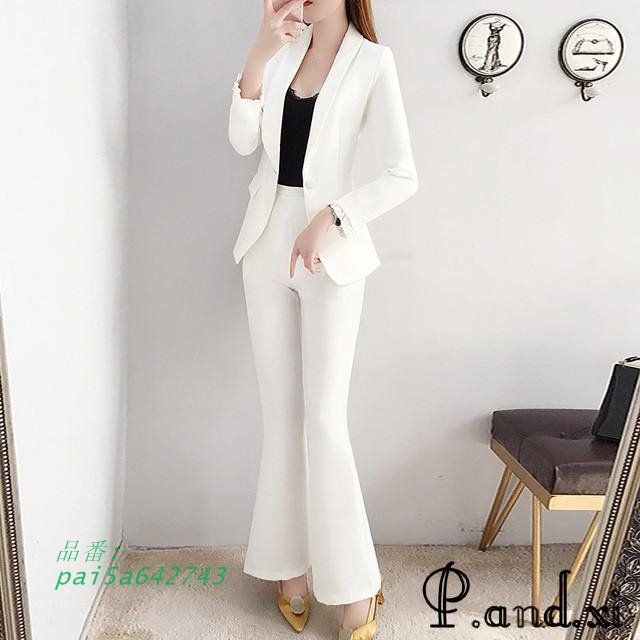 レディースファッション ホワイト スーツ レディース パンツスーツ フォーマル スーツジャケット 2点セット テーラードジャケット 白 通勤 OL pai5a642743