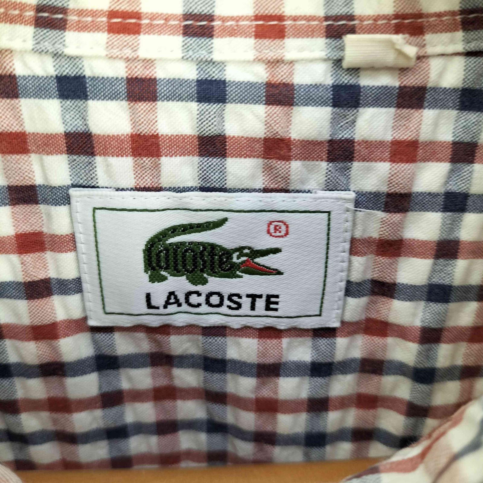 ラコステ LACOSTE ロゴ刺繍 トリコロール サッカー ハーフボタンシャツワンピース レディース  40