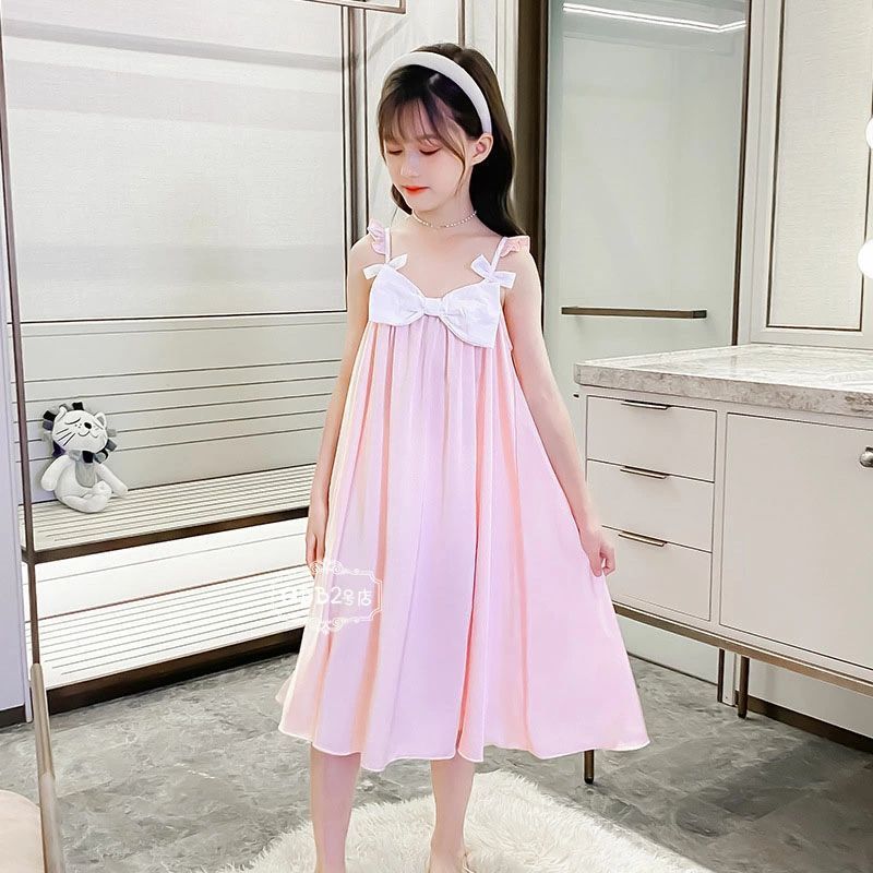 ネグリジェ キッズ パジャマ 子供パジャマ ノースリーブ シルク 女の子 夏 ロング丈 ルームウェア ワンピース パジャマ 部屋着 かわいい