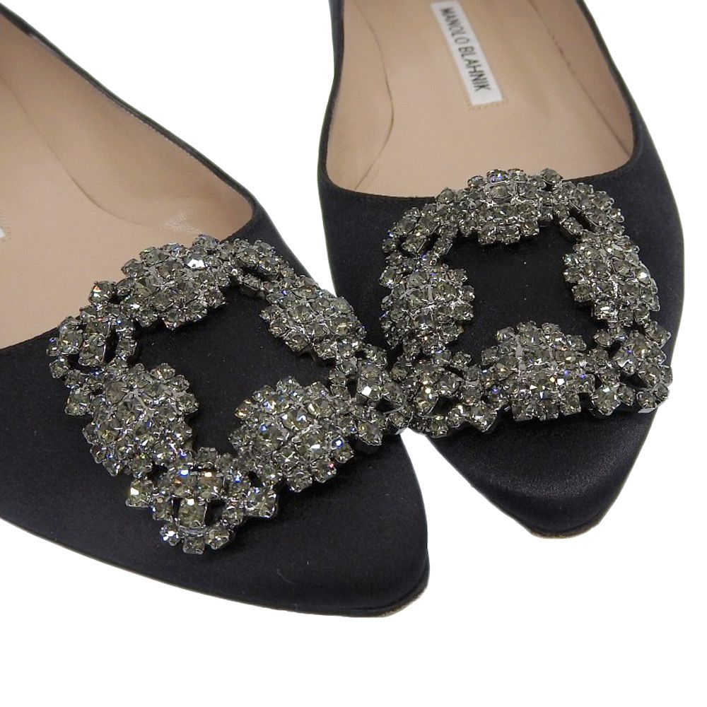 MANOLO BLAHNIK マノロブラニク 美品 サテン ハンギシ ビジュー