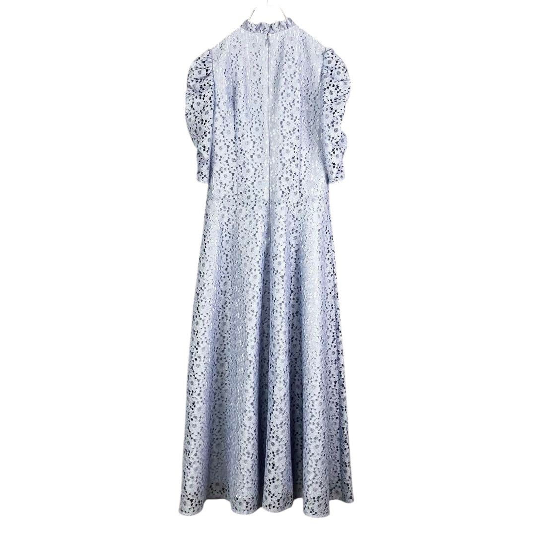 allureville 2025SS レースフ ーワンピース 1 サックスブルー アルアバイル 半袖 ロングワンピース 212310-14-120 結婚式 パーディー オケージョン