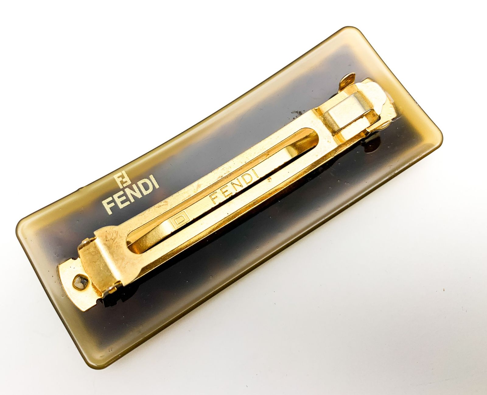 FENDI フェンディ ブランドロゴ べっ甲風 ブラウン 茶 バレッタ