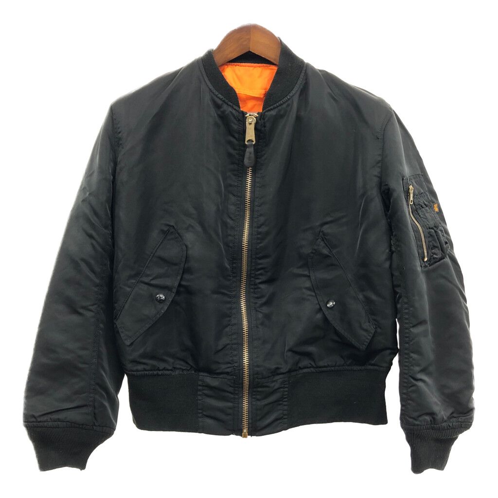 USA製 ALPHA INDUSTRIES アルファ インダストリーズ MA-1 フライトジャケット ミリタリー ブラック (メンズ S) 中古 古着  Q6821