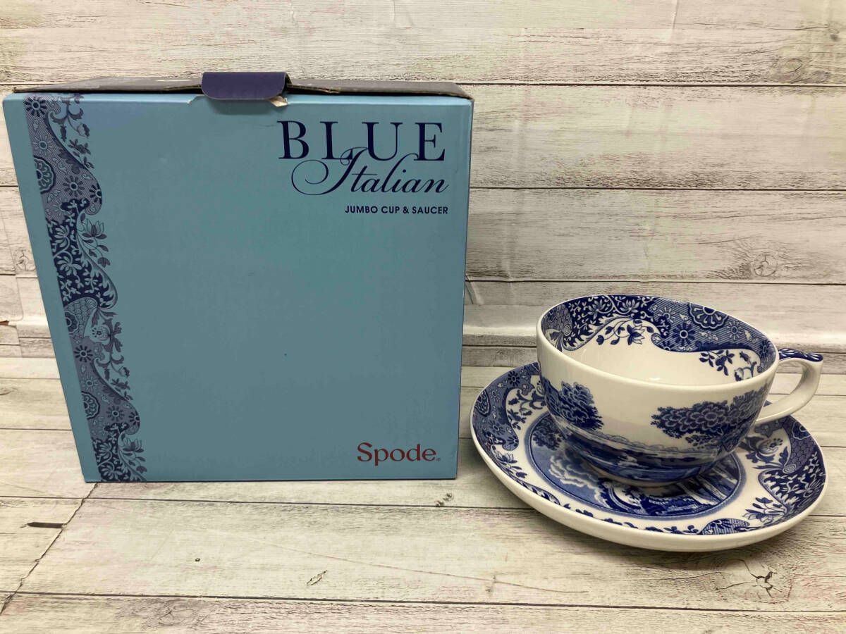 Spode スポード ジャンボカップ-ソーサー ブルーイタリアン カップ口径 約13cm ソーサー直径 約20.5cm 付属品は画像のものが全てです
