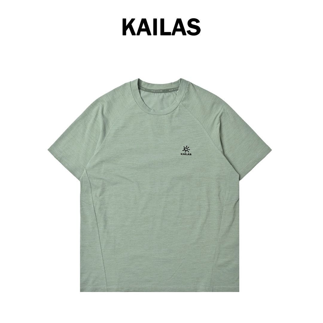 今日 KAILAS 刺繍ロゴ丸首ファンクション T シャツ