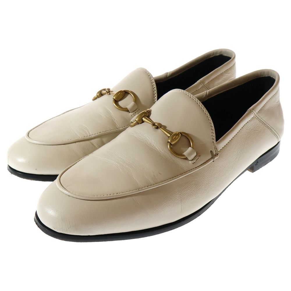 GUCCI グッチ Horsebit Leather Loafers ホースビット レザーローファー ホワイト レディース 414998