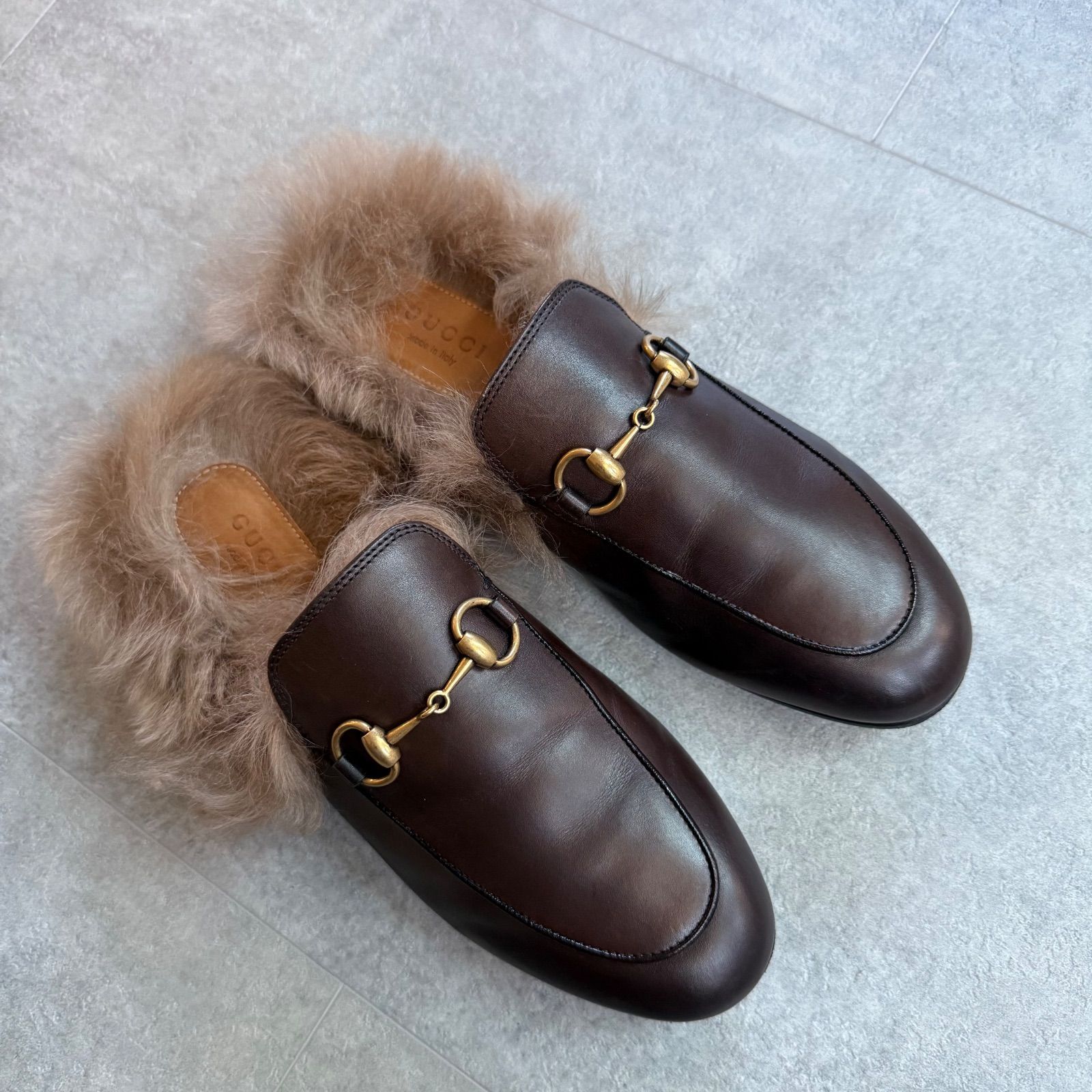 美品 GUCCI グッチ ホースビットローファー プリンスタウン ファー