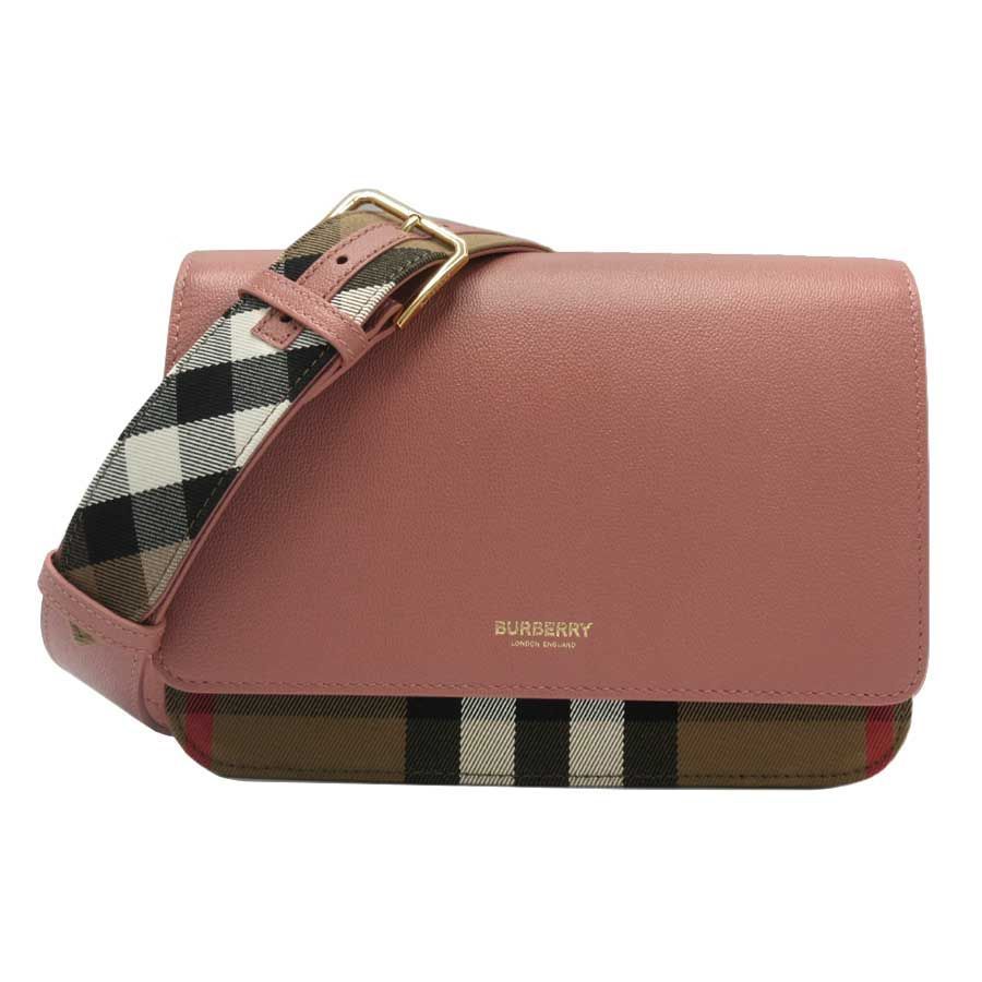 バーバリー ショルダーバッグ BURBERRY MACKFORD レザー チェック柄 2WAY 斜め掛け 8113398 DARK ROSEWOOD アウトレット レディース