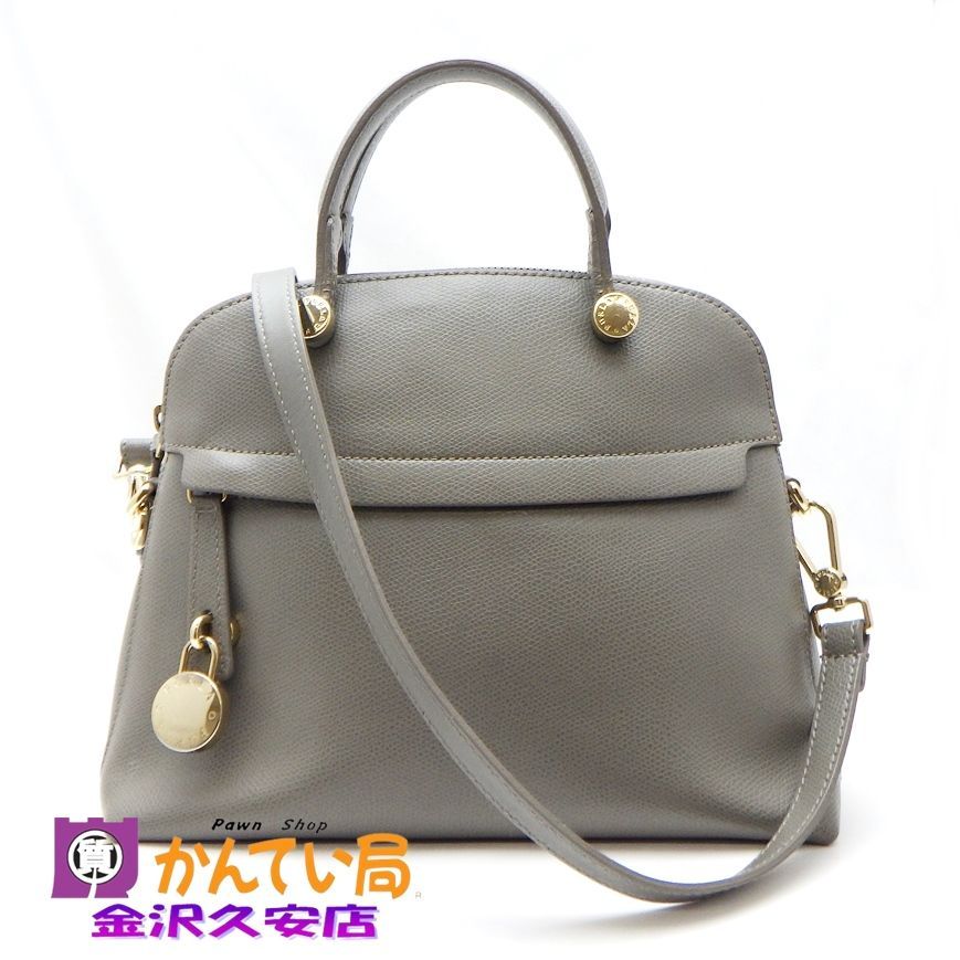 美品 Furla フルラ PIPER グレージュ ハンドバッグ FURLA フルラ PIPER パイパー S 2wayハンドバッグ ショルダー