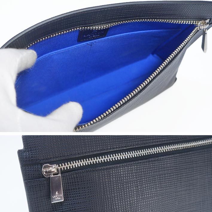 品 ランバンオンブルー LANVIN en Bleu クラッチバッグ ゼブダ メンズ ブラック 黒 牛革 ポーチ セカンドバッグ 冠婚葬祭