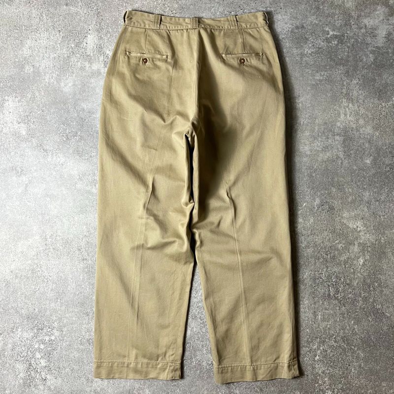 50s US ARMY 米軍実物 ノータック コットン チノ パンツ 34 29