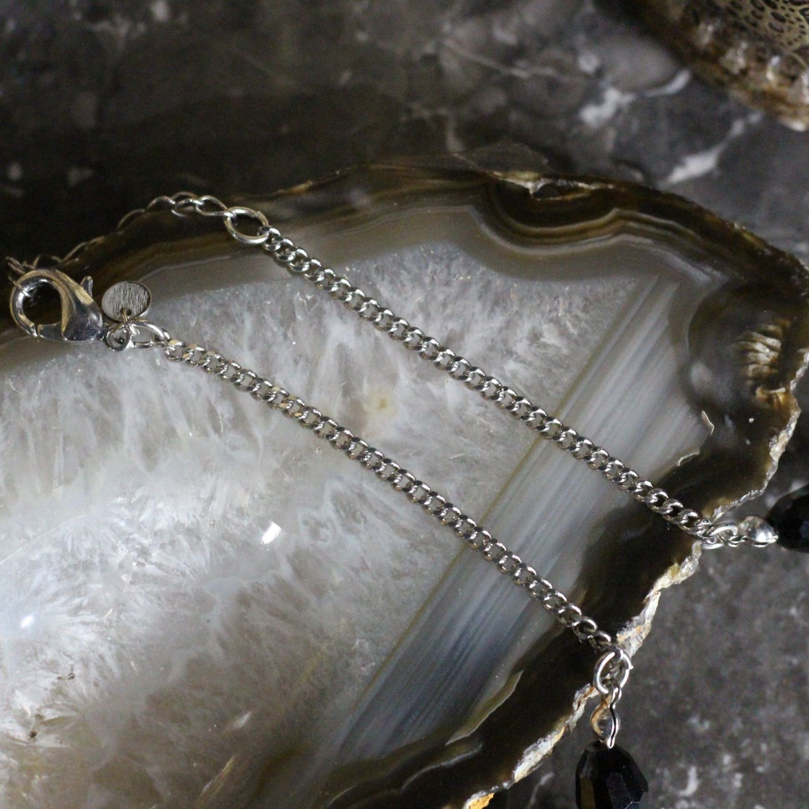 USA VINTAGE BLACK STONE SPIRAL CHAIN DESIGN NECKLACE/アメリカ古着 