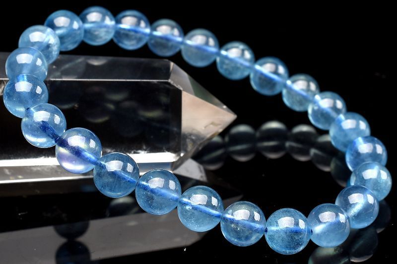 １点物 AAA 美しいブルー サンタマリアアクアマリン 7.5mm ブレスレット パワーストーン 天然石 _U7701