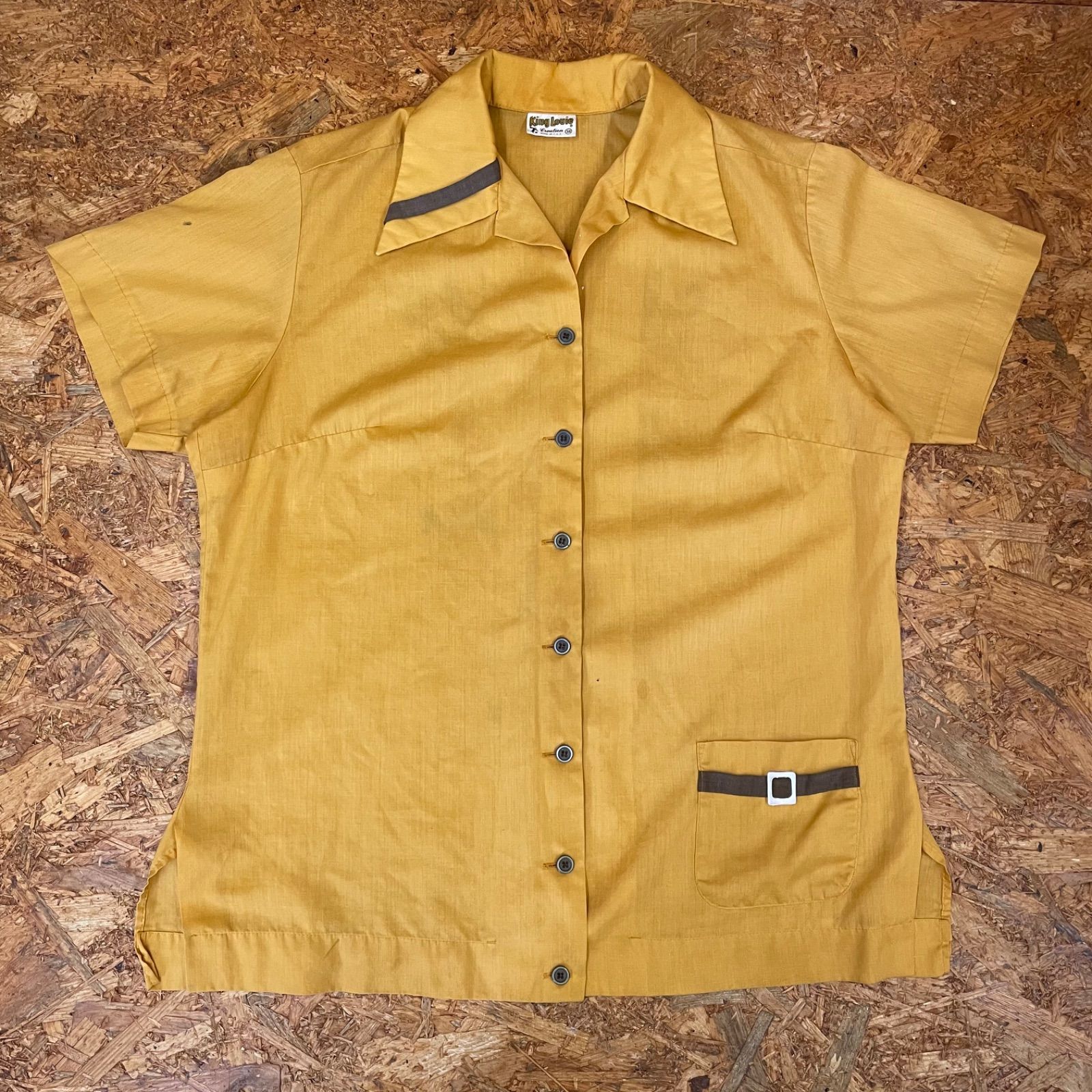 70s USA製 King Louie ボーリングシャツ サイズ38 半袖 70年代